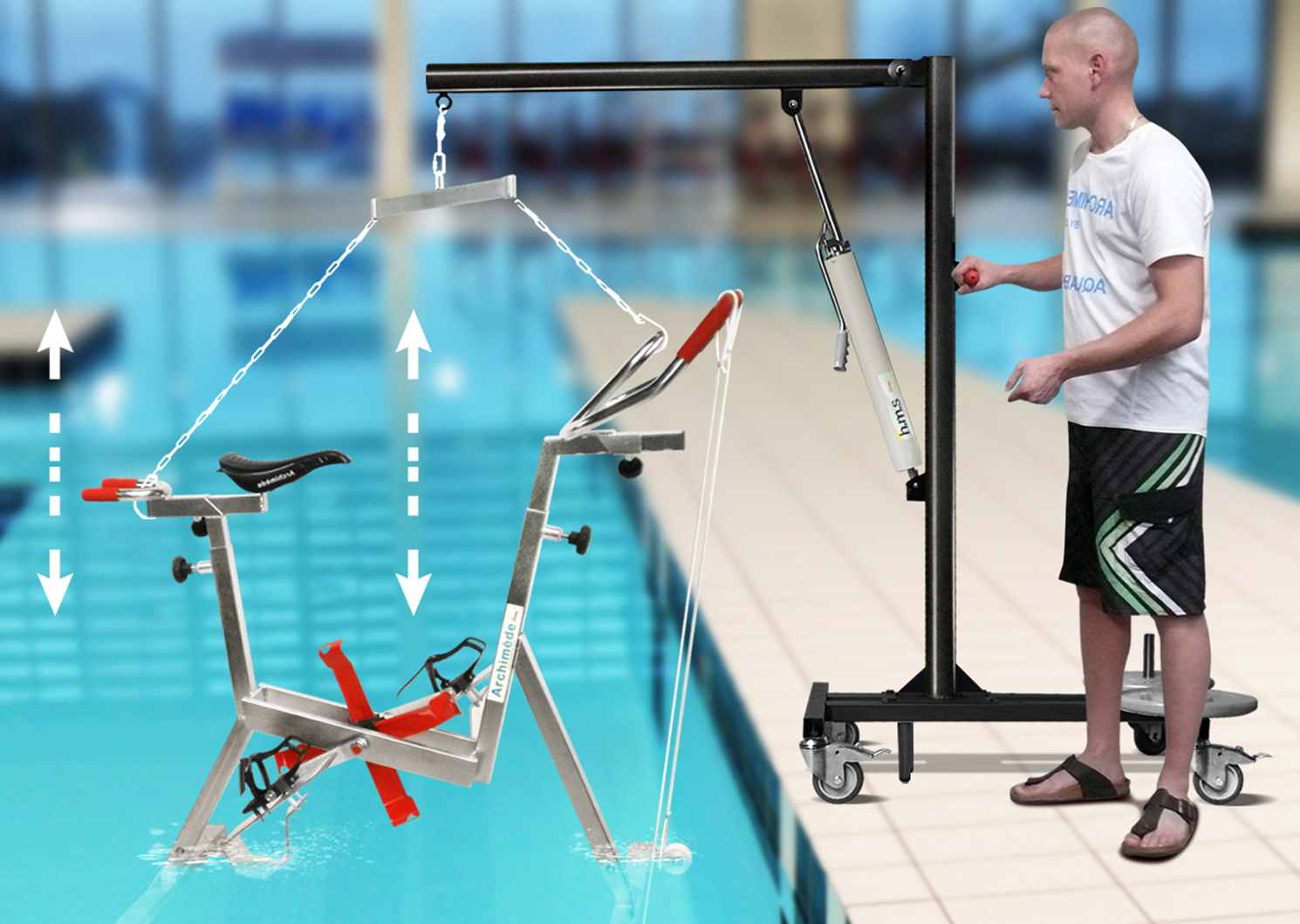 Mât de levage mobile universel de piscine Archimède