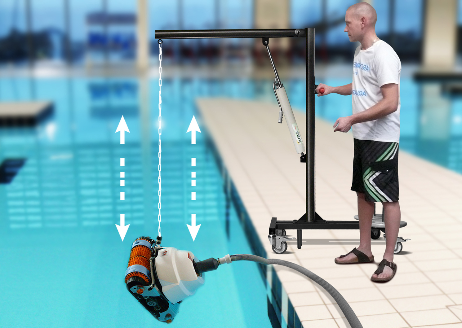 Mât de levage mobile universel de piscine Archimède